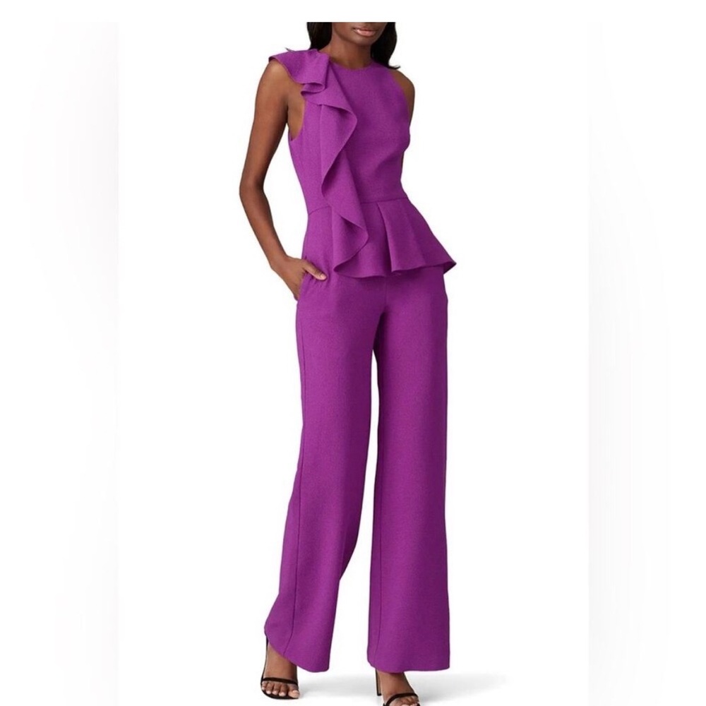 Black Halo Purple Wide Leg Jumpsuit Size 2